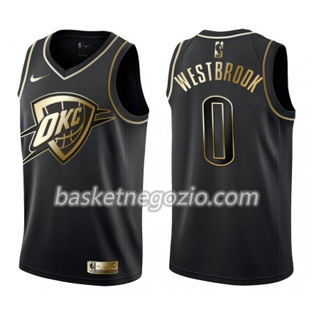 Canotte Uomo Oklahoma City Thunder Russell Westbrook 0 Nike Nero Golden Edition Swingman